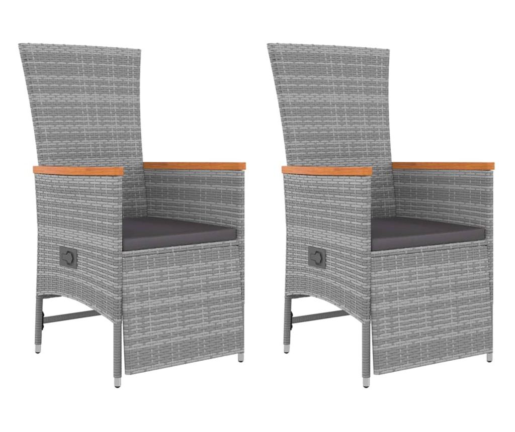 Комплект градински мебели, 3 части, полиратан и акациево дърво - 4