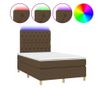 Легло с пружини, матрак и LED, тъмнокафяво, 120x200 см, текстил thumbnail 2