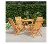 Градински комплект маса, масивно тиково дърво, 5 части thumbnail 1