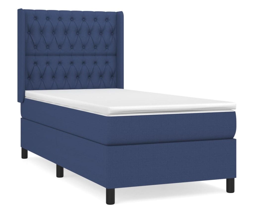 Boxspring krevet s madracem, plavi, 100x200 cm, tekstil - 2