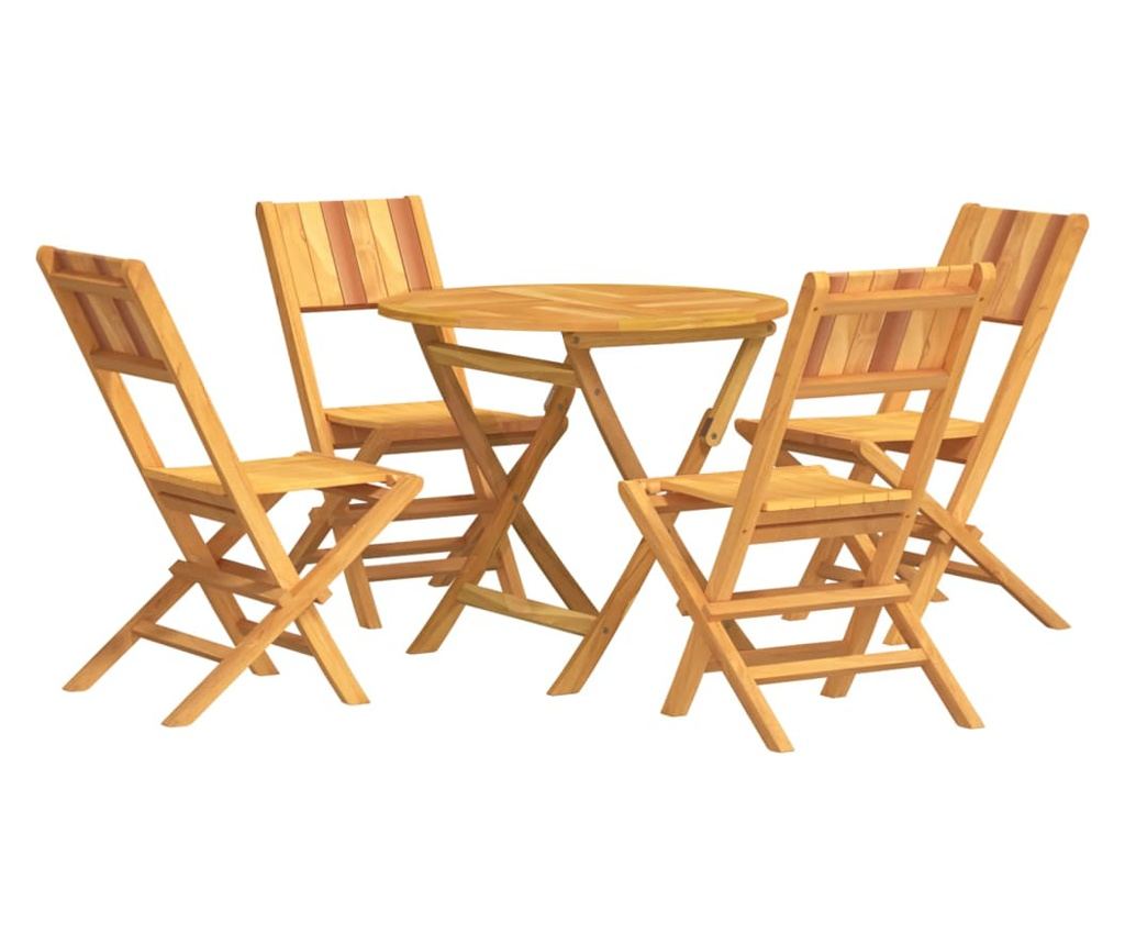 Vrtni set namještaja, masivna tikovina, 5 komada - 2