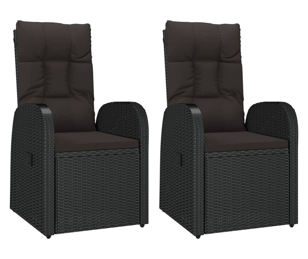 Set vrtnih ležalnikov, 3 kosi, črn, poliratan in jeklo - 4