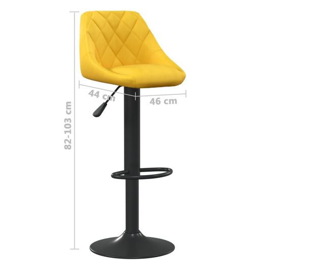 Barski stol, gorčično rumena, žamet