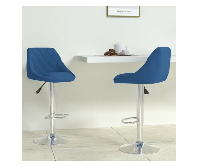 Barski stoli, 2 kosa, modra, žamet