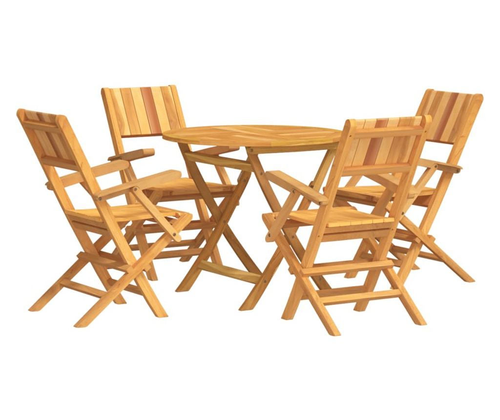 Градински комплект, масивно тиково дърво, 5 части - 2