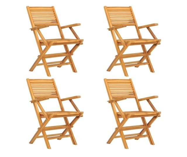 Градински комплект маса, масивно тиково дърво, 5 части