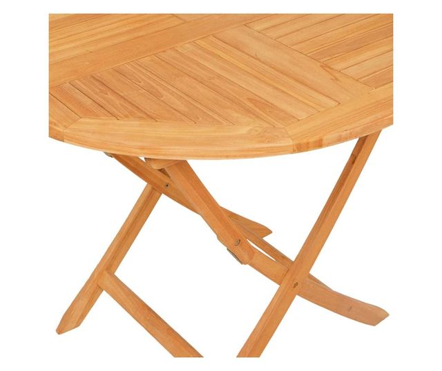 Градински комплект маса, масивно тиково дърво, 5 части