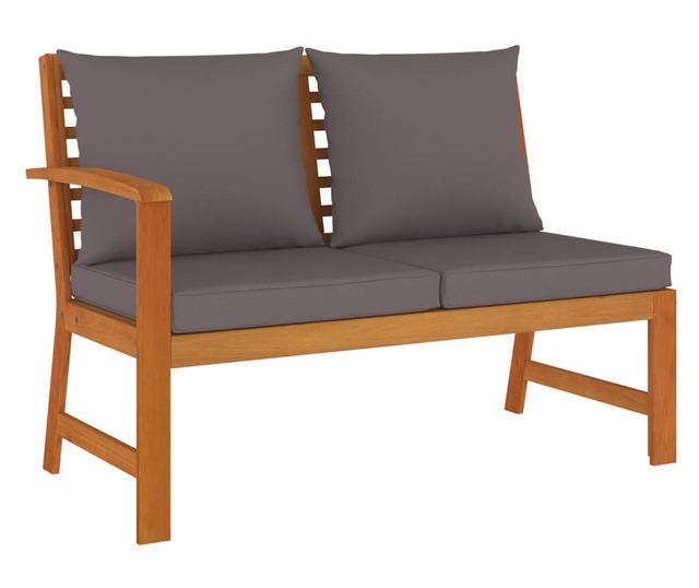 Градински комплект с възглавници, 6 части, масивно акациево дърво