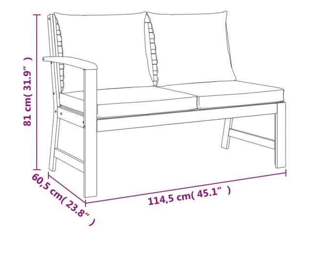 Градински комплект с възглавници, 6 части, масивно акациево дърво