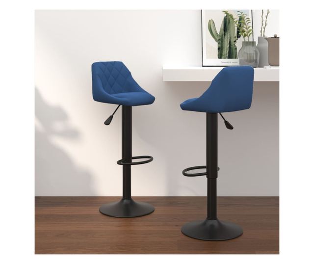Barski stoli, 2 kosa, modra, žamet