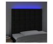LED Табла за легло, Черно, 80x5x118/128 см, Текстил thumbnail 3