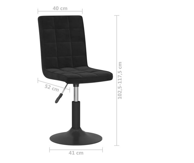 Vrtljivi jedilni stoli, 2 kosa, črna, žamet