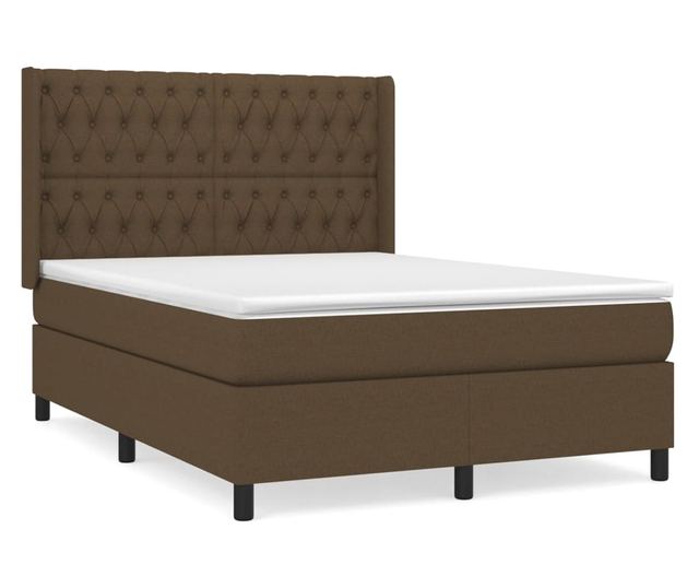 Континентално легло с матрак, тъмнокафяво, 140x200 см, текстил