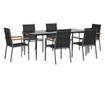 Градински комплект мебели, 7 части, Черен, Текстилен и Стомана thumbnail 3