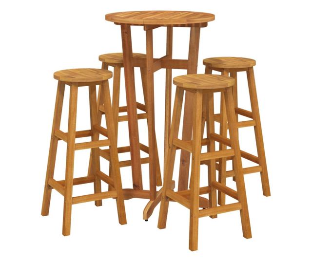 Градински комплект мебели, 5 части, масивно дърво акация