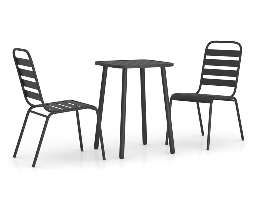 Градински комплект за хранене, 3 части, антрацит, стомана - 2