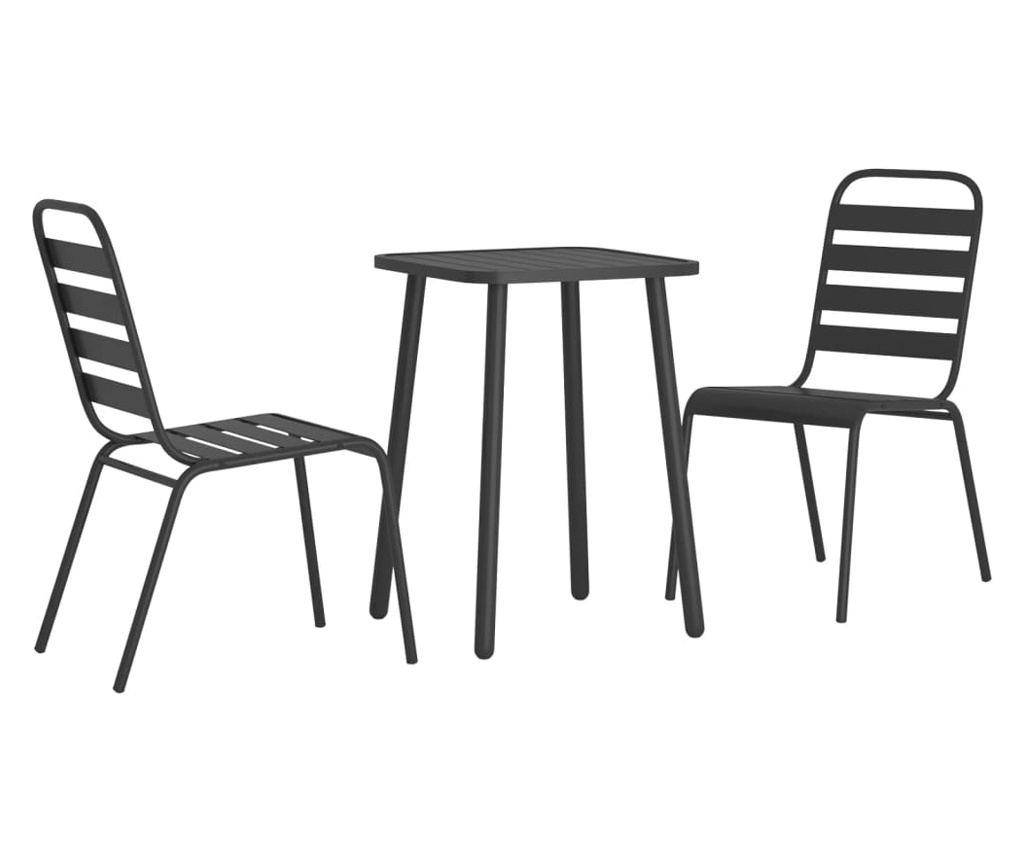 Градински комплект за хранене, 3 части, антрацит, стомана - 3