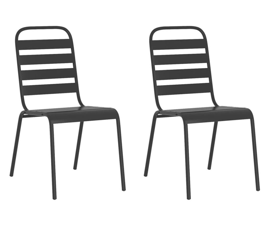 Градински комплект за хранене, 3 части, антрацит, стомана - 4