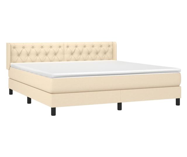 Боксспринг легло с матрак, крем, 160x200 см, текстилен материал