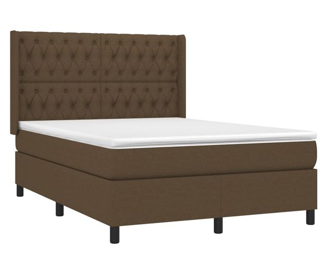 Континентално легло с матрак, тъмнокафяво, 140x200 см, текстил