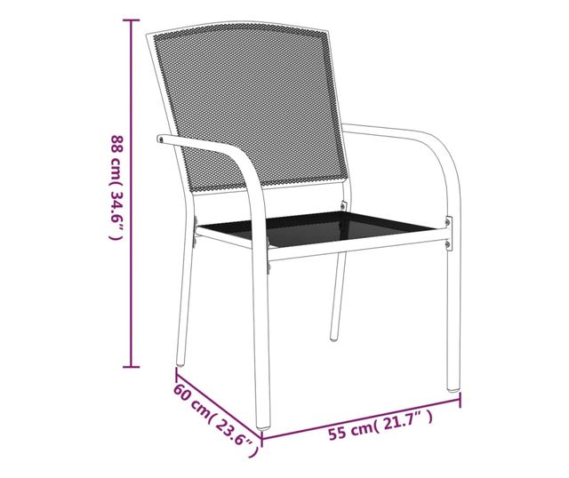 Градински комплект за хранене, 3 части, антрацит, стомана