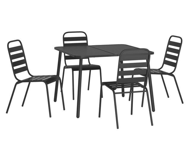 Комплект градински мебели, 5 части, антрацит, стомана