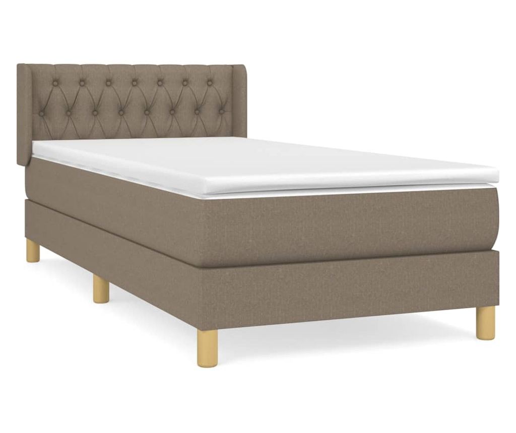 Pat box spring cu saltea, gri taupe, 100x200 cm, textil - 2