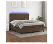 Upholstered bed with mattress and LED, dark brown, 180x200 cm, textile thumbnail 1