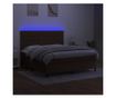 Upholstered bed with mattress and LED, dark brown, 180x200 cm, textile thumbnail 4