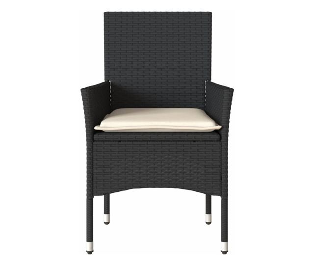 2 db fekete polyrattan kerti szék párnával