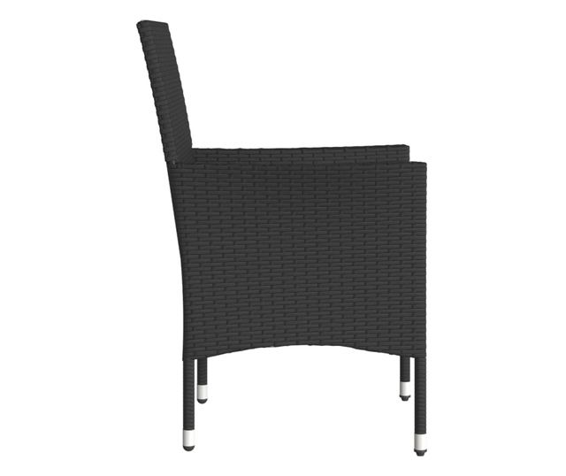 2 db fekete polyrattan kerti szék párnával