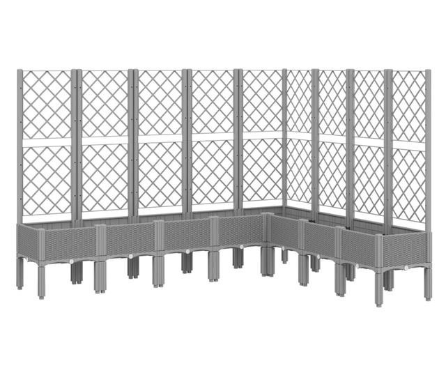 világosszürke PP rácsos kerti ültetőláda 200 x 160 x 142 cm