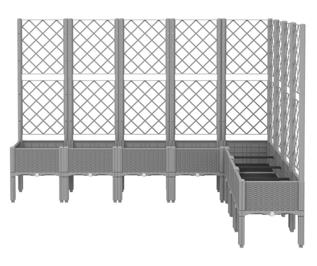 világosszürke PP rácsos kerti ültetőláda 200 x 160 x 142 cm