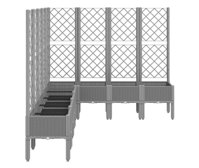 világosszürke PP rácsos kerti ültetőláda 200 x 160 x 142 cm