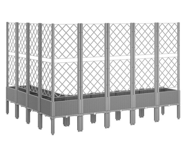 világosszürke PP rácsos kerti ültetőláda 200 x 160 x 142 cm
