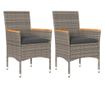 2 db szürke polyrattan kerti szék párnával
