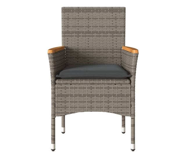 2 db szürke polyrattan kerti szék párnával