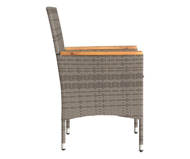 2 db szürke polyrattan kerti szék párnával