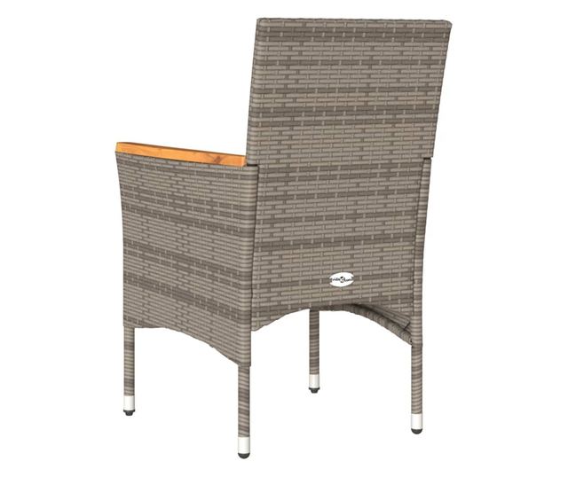 2 db szürke polyrattan kerti szék párnával