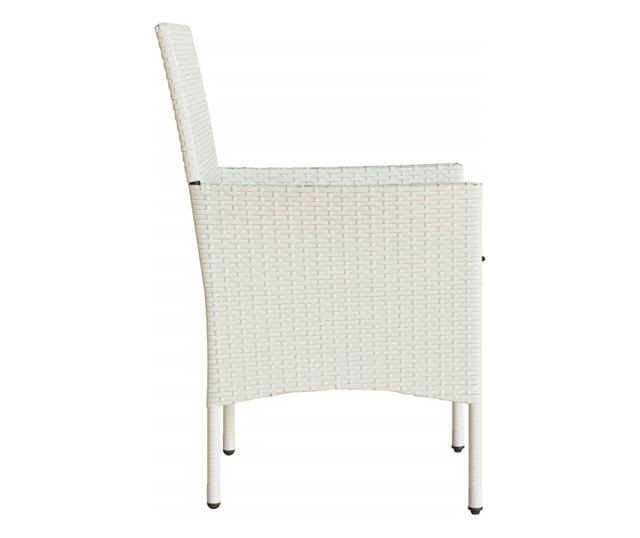 2 db fehér polyrattan kerti szék párnával