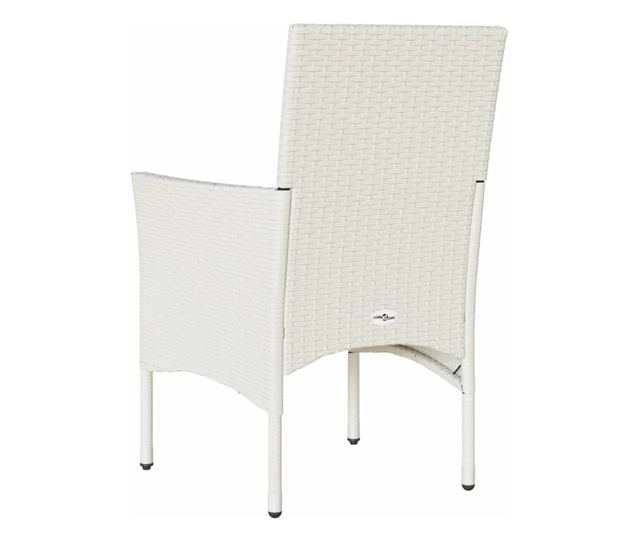 2 db fehér polyrattan kerti szék párnával