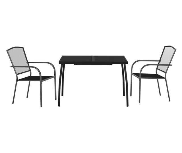 Градински комплект за хранене, 3 части, антрацит, стомана