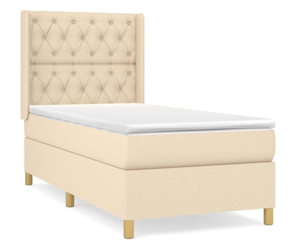 Box krevet s madracem, krem, 80x200 cm, tekstil - 2