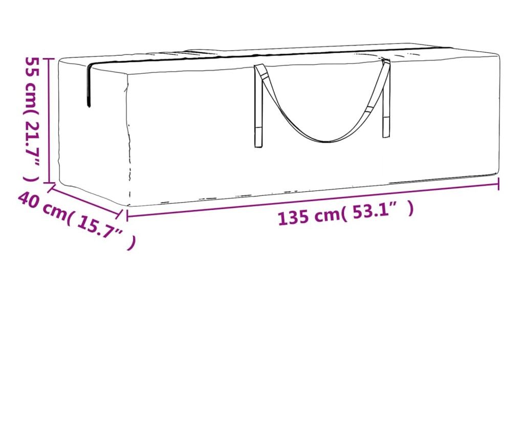 Градинска чанта за съхранение на възглавници, черна 135x40x55 см полиетилен - 8