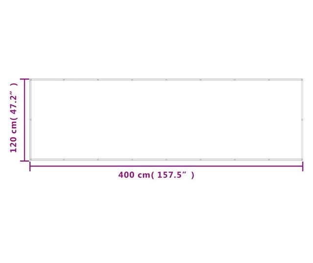 világosszürke 100% oxford poliészter erkélyparaván 120 x 400 cm