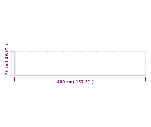 világosszürke 100% oxford poliészter erkélyparaván 75 x 400 cm