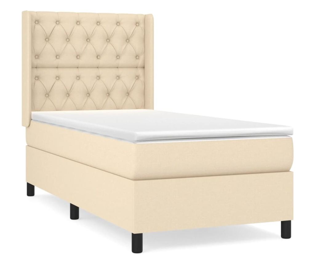 Боксспринг легло с матрак, кремаво, 80x200 см, текстил - 2