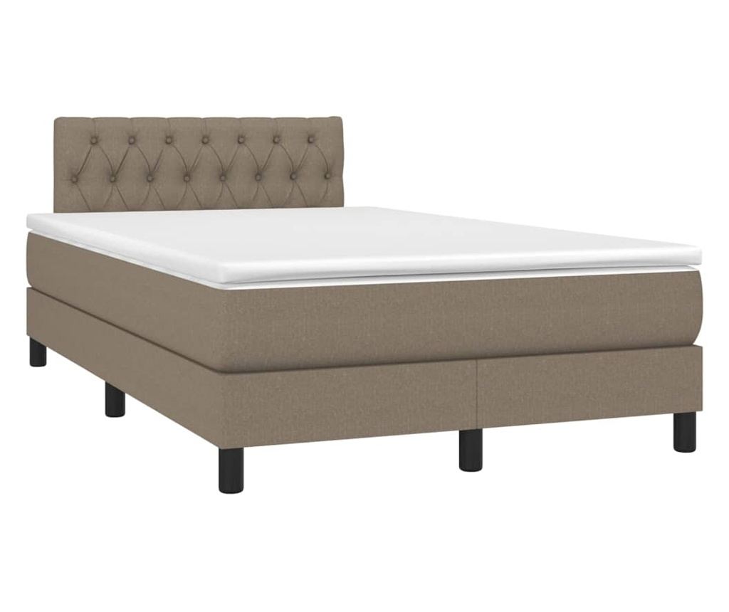 Рамка за легло с пружинен матрак и LED, сиво таупе, 120x200 см, текстил - 3