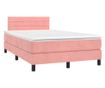 Легло с матрак и LED, розово, 120x200 см, кадифе