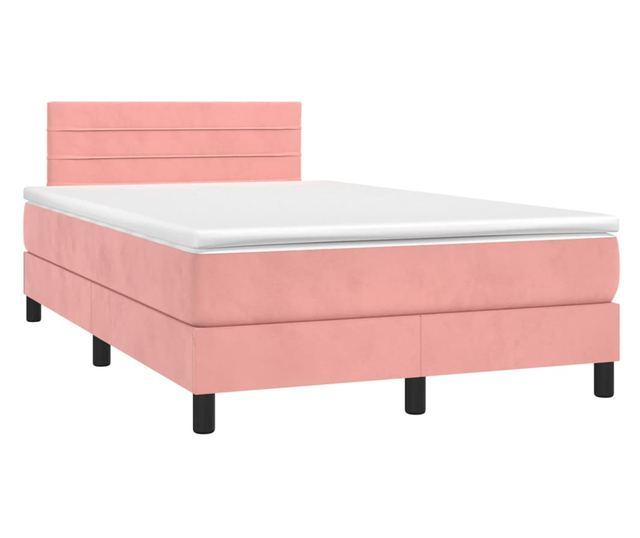 Легло с матрак и LED, розово, 120x200 см, кадифе